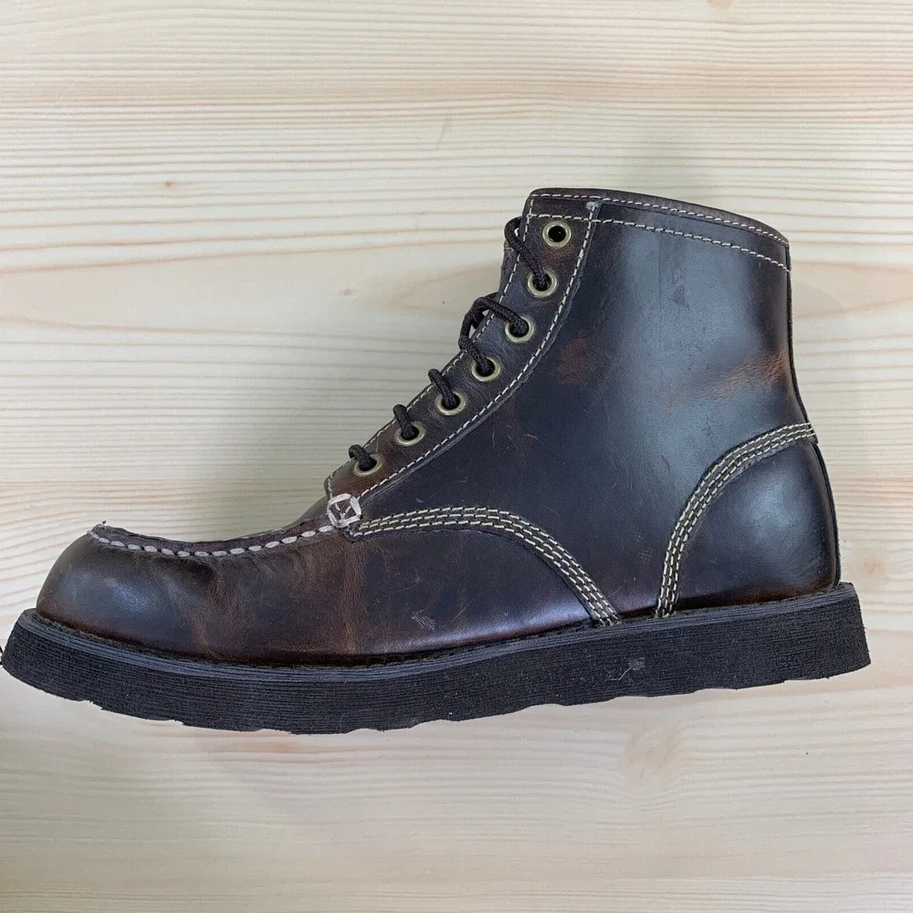 Brooks Brothers Combat Boots Men 9M Brown Leather Hiking 346 Modern Casual
